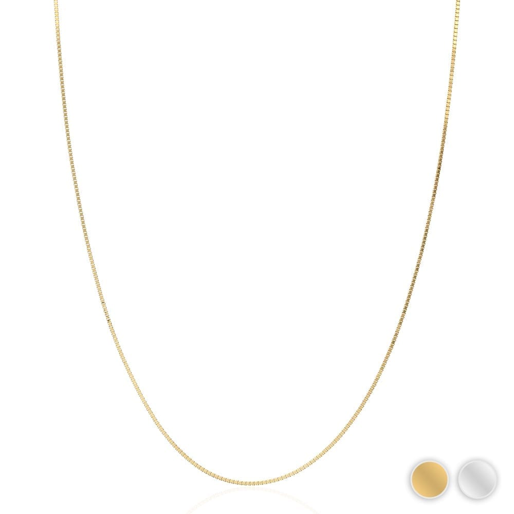 Solid 14k Yellow Gold White Gold 0.5 mm Diamond Cut Box Chain Necklace 16"