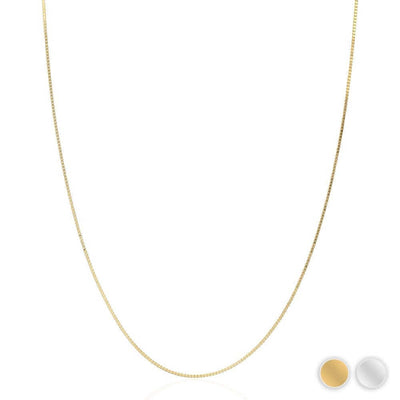 14K Yellow/White Gold 0.5mm Diamond-Cut Box Chain (Solid Links) 16"