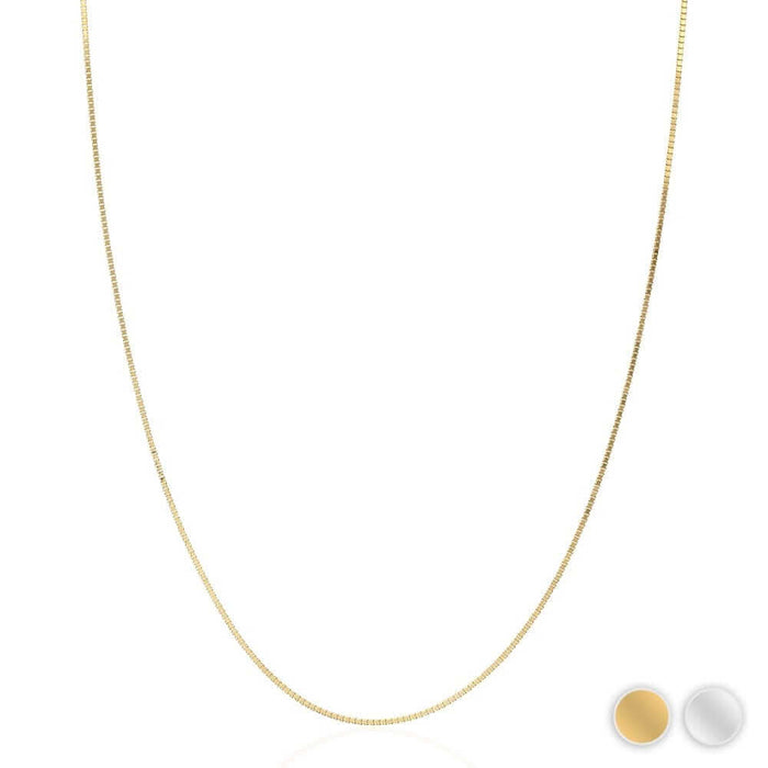 14K Yellow/White Gold 0.5mm Diamond-Cut Box Chain (Solid Links) 16"