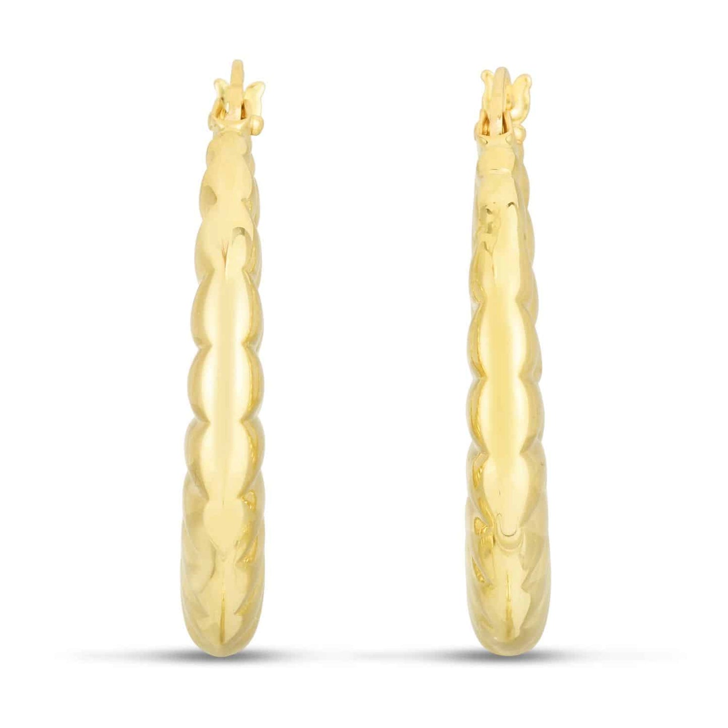 14K Gold Graduated Twist Hoop Earrings 27mm