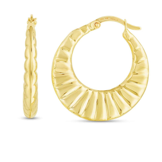 14K Gold Graduated Twist Hoop Earrings 27mm