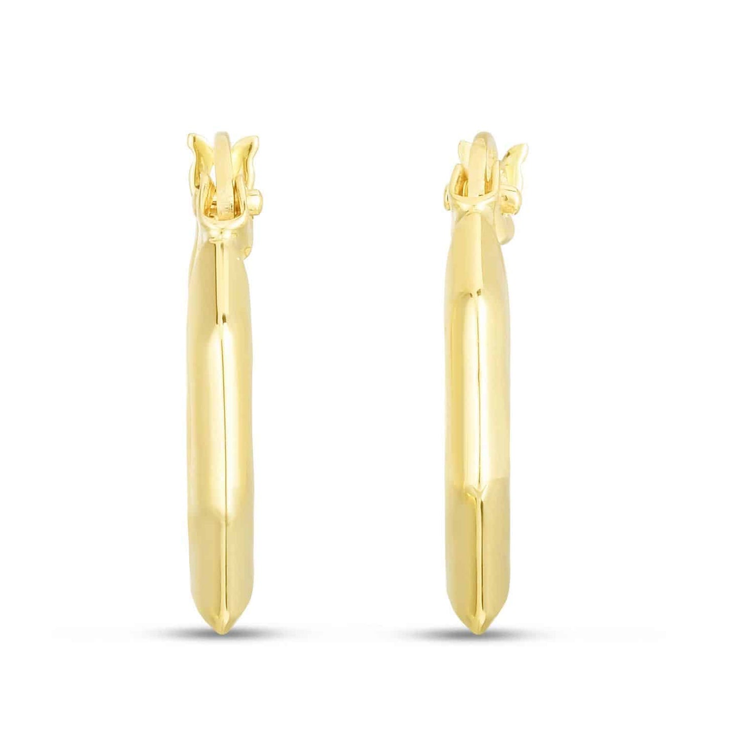 14K Gold Puffed Hexagon Hoops Earrings
