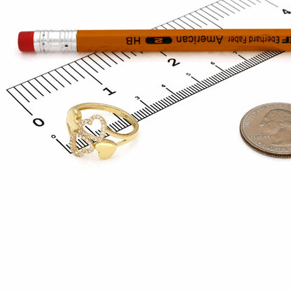 10K Gold Yellow CZ Puffed Open Heart Composite Cocktail Ring