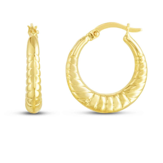 14K Gold Thin Twist Hoops Earrings 22mm