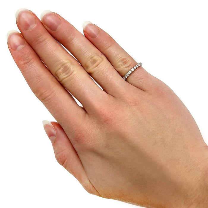 0.75CTW Natural Diamond 14K Rose Gold 3/4 Eternity Ring Band - WJD Exclusives