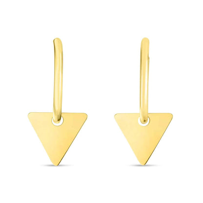 14K Gold  Drop Modern Triangle Endless Hoop Earrings
