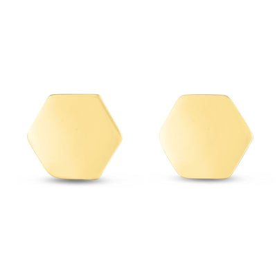 14K Gold Hexagon Push Back Studs Earrings - WJD Exclusives