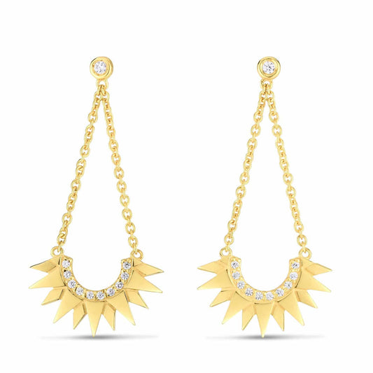 0.13CTW Real Diamond 14K Gold Sunburst  Earrings
