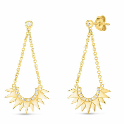 0.13CTW Real Diamond 14K Gold Sunburst  Earrings
