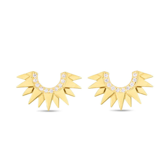 0.10CTW Real Diamond 14K Gold Sunburst Stud Earrings