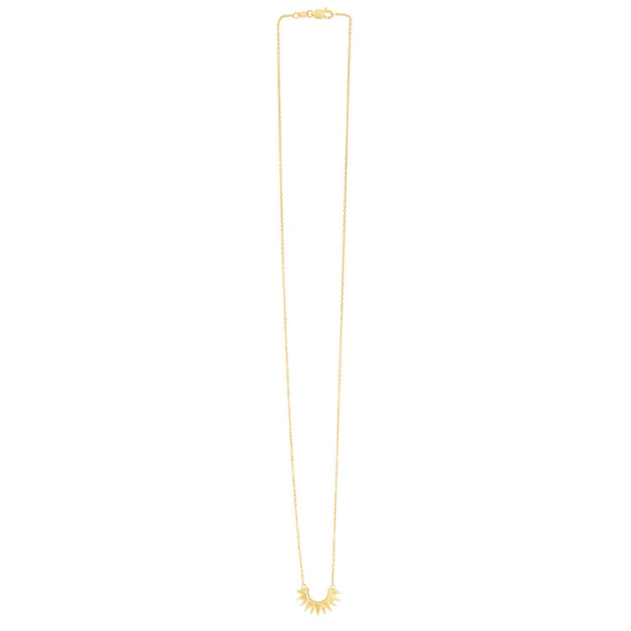 14K Yellow Gold Sunburst 1mm Cable Necklace (Hollow) 18" - WJD Exclusives