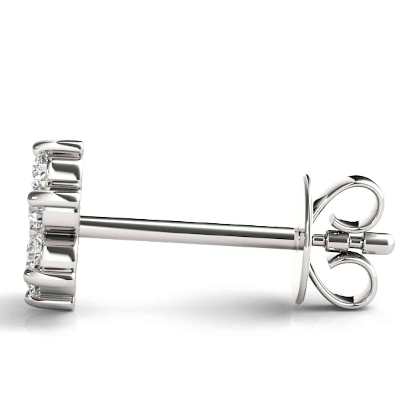 0.20CTW Real Diamond 14K Gold Flower Cluster Stud Earrings