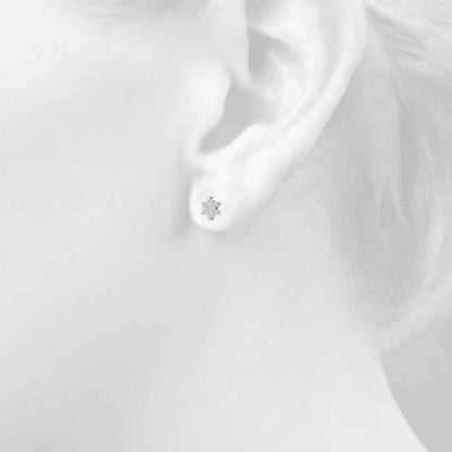 0.20CTW Real Diamond 14K Gold Flower Cluster Stud Earrings