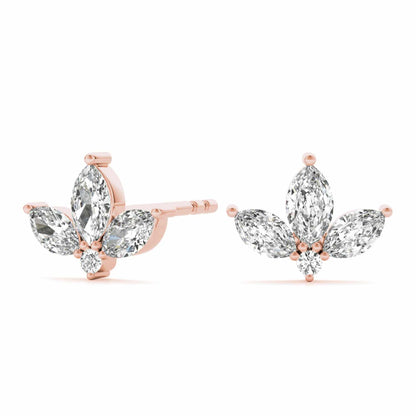 0.50CTW Lab-Grown Diamond 3 Marquise-Cut 14K Gold Cluster Stud Earrings