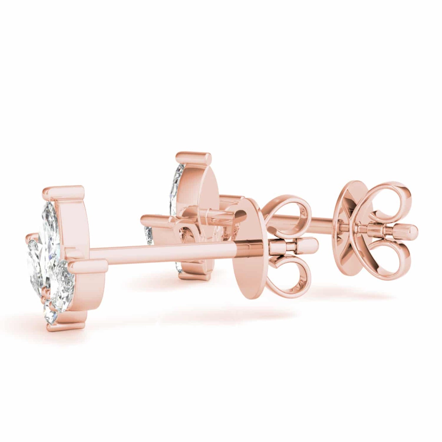 0.50CTW Lab-Grown Diamond 3 Marquise-Cut 14K Gold Cluster Stud Earrings