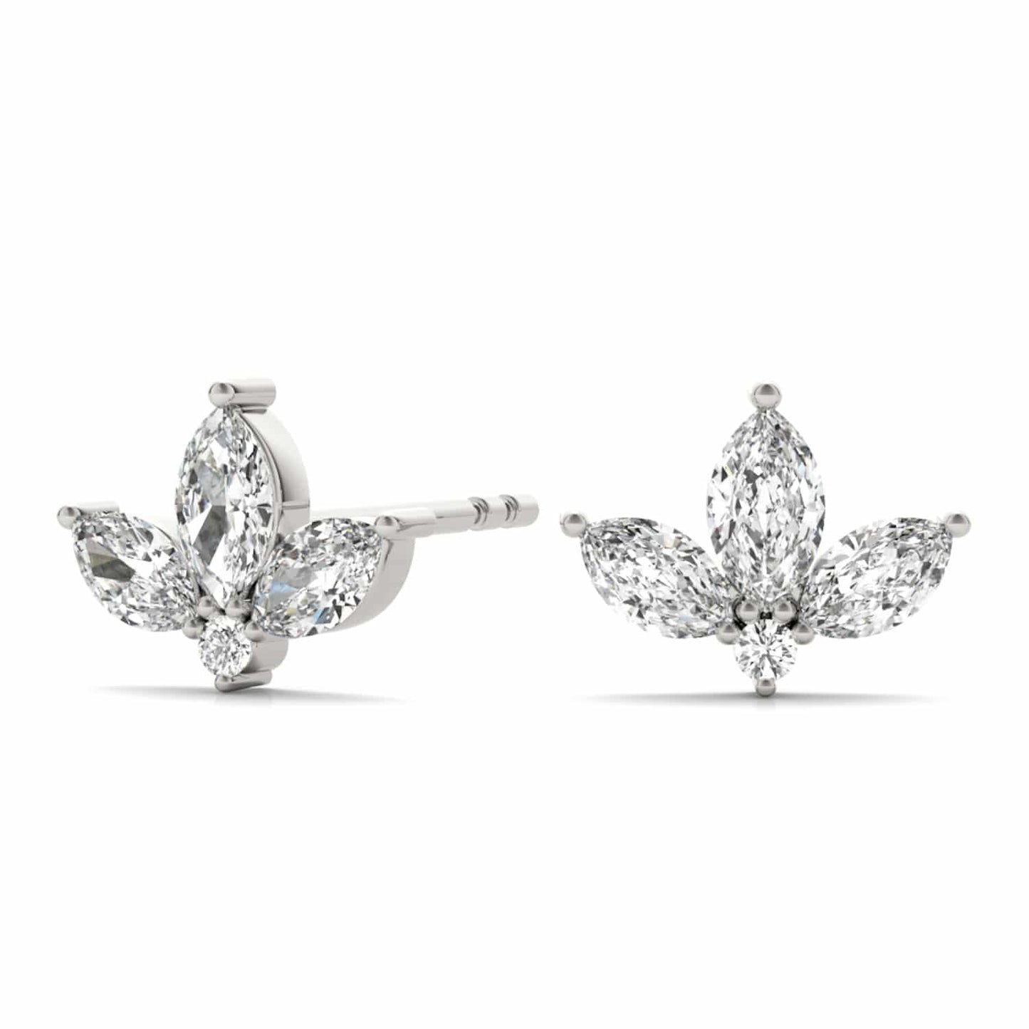 0.50CTW Lab-Grown Diamond 3 Marquise-Cut 14K Gold Cluster Stud Earrings