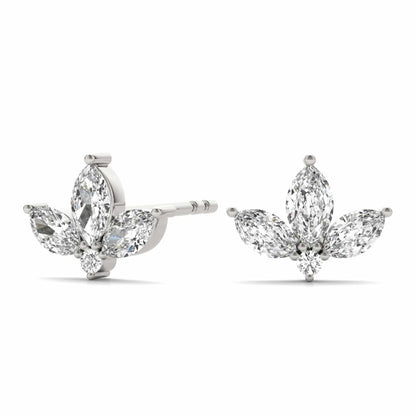0.50CTW Lab-Grown Diamond 3 Marquise-Cut 14K Gold Cluster Stud Earrings