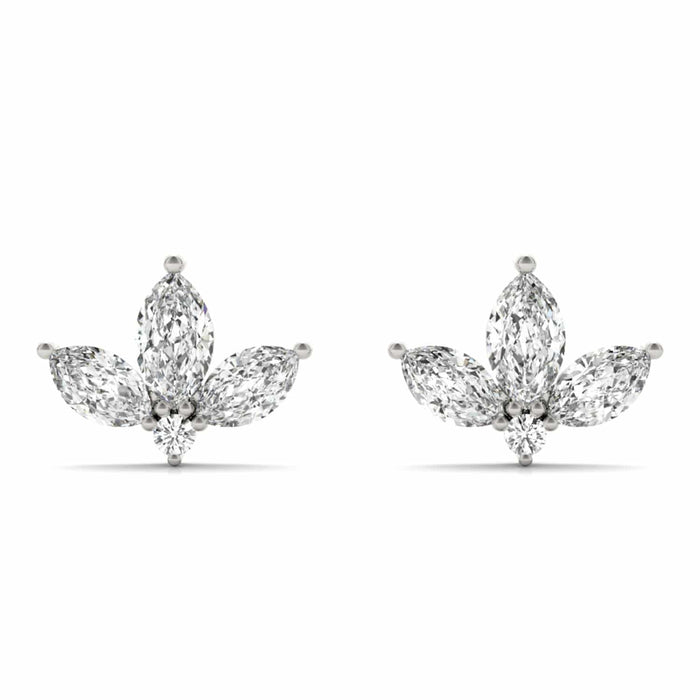 0.50CTW Lab - Grown Diamond 3 Marquise - Cut 14K Gold Cluster Stud Earrings - WJD Exclusives