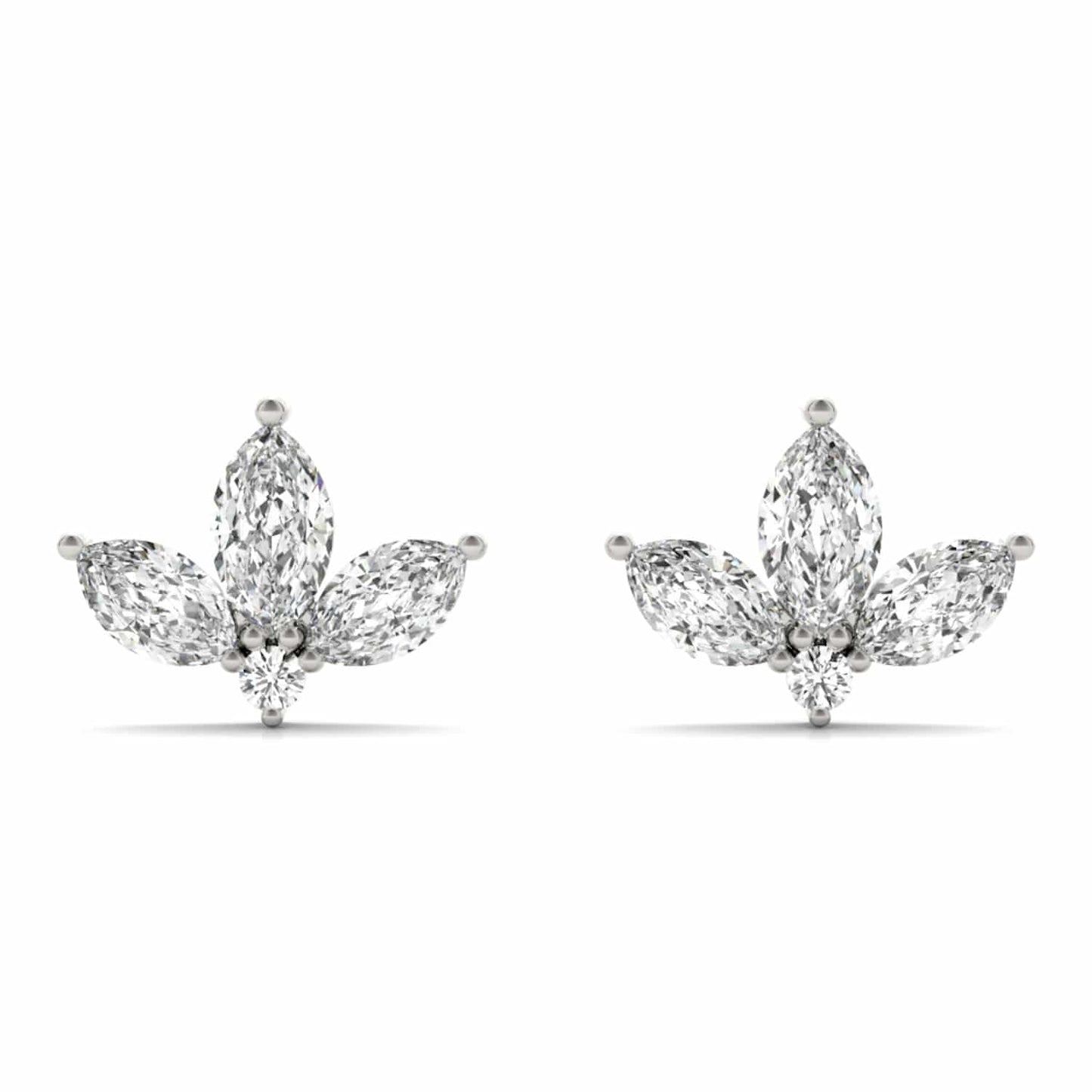 0.50CTW Lab-Grown Diamond 3 Marquise-Cut 14K Gold Cluster Stud Earrings