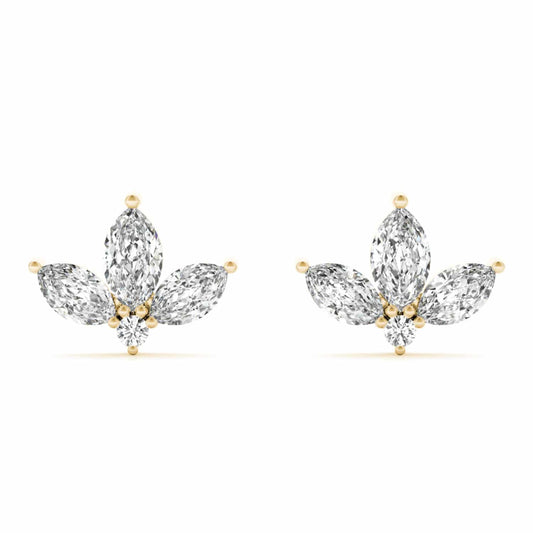 0.50CTW Lab-Grown Diamond 3 Marquise-Cut 14K Gold Cluster Stud Earrings