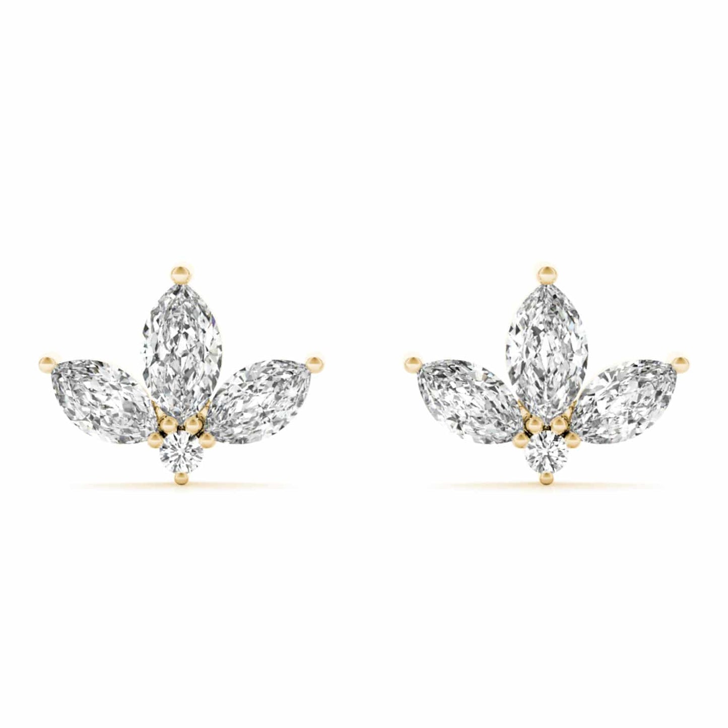 0.50CTW Lab-Grown Diamond 3 Marquise-Cut 14K Gold Cluster Stud Earrings