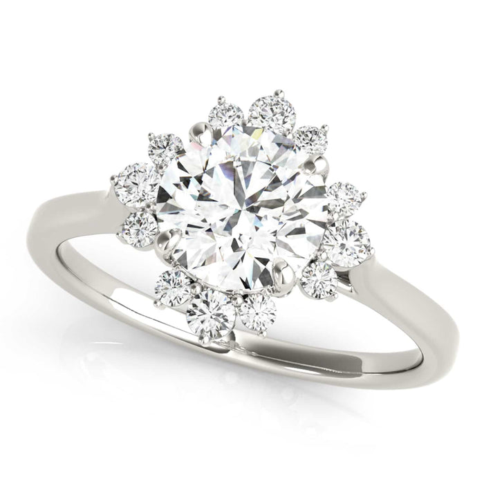 1.50CTW Lab - Grown Diamonds 14K Gold White Flower Engagement Ring - WJD Exclusives