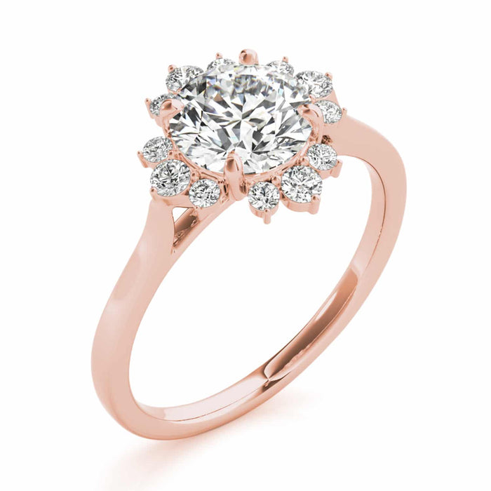 1.50CTW Lab - Grown Diamond 14K Rose Gold Flower Engagement Ring - WJD Exclusives