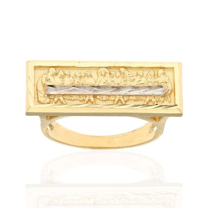 10k Gold Yellow The Last Supper Religious Diamond Cut Ring Size 5-8
