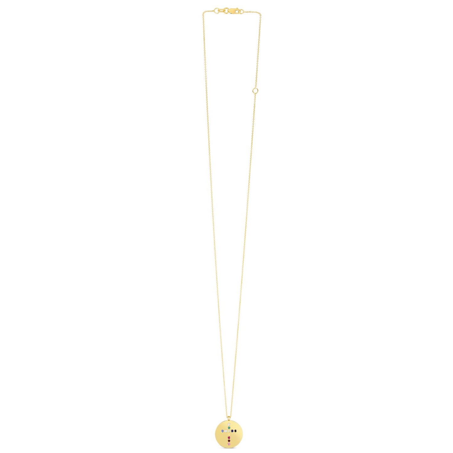 14K Gold Gemstone Diamond Cross Pendant Medallion Chain Necklace 16"-18"