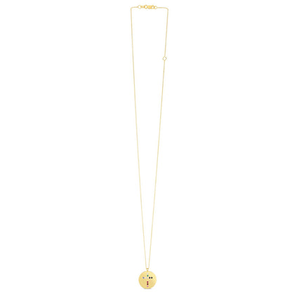 14K Gold Gemstone Diamond Cross Pendant Medallion Chain Necklace 16"-18"