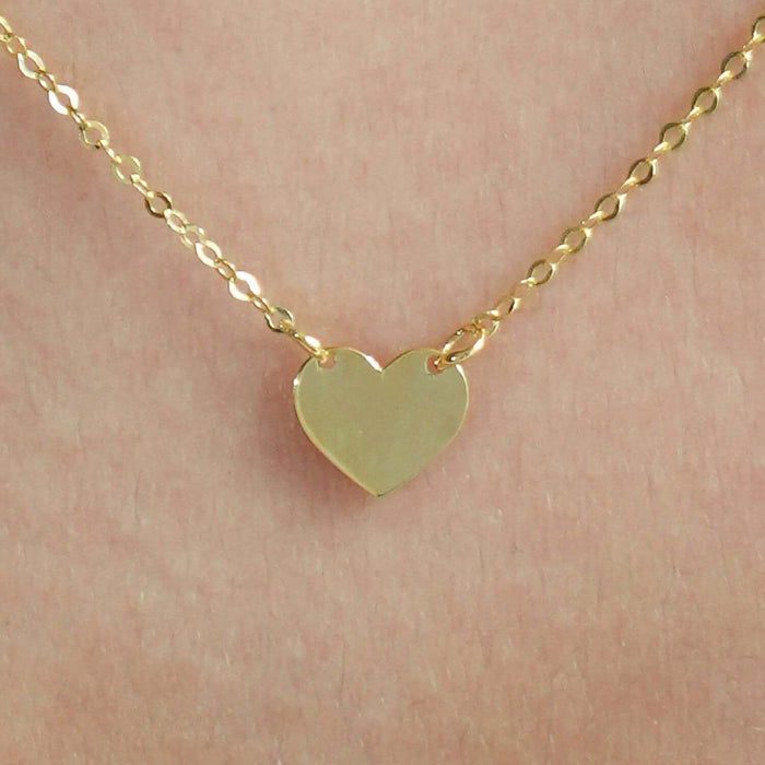 Engravable 14K Yellow Gold Heart Cable Necklace (Hollow) Adjustable 16" - 18" - WJD Exclusives