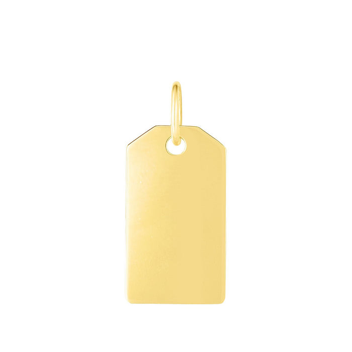 Engravable 14K Yellow Gold White Personalized Dog Tag Pendant 1" - WJD Exclusives