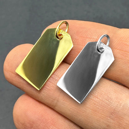 Engravable 14K Yellow Gold White Gold Personalized Dog Tag Pendant 1"