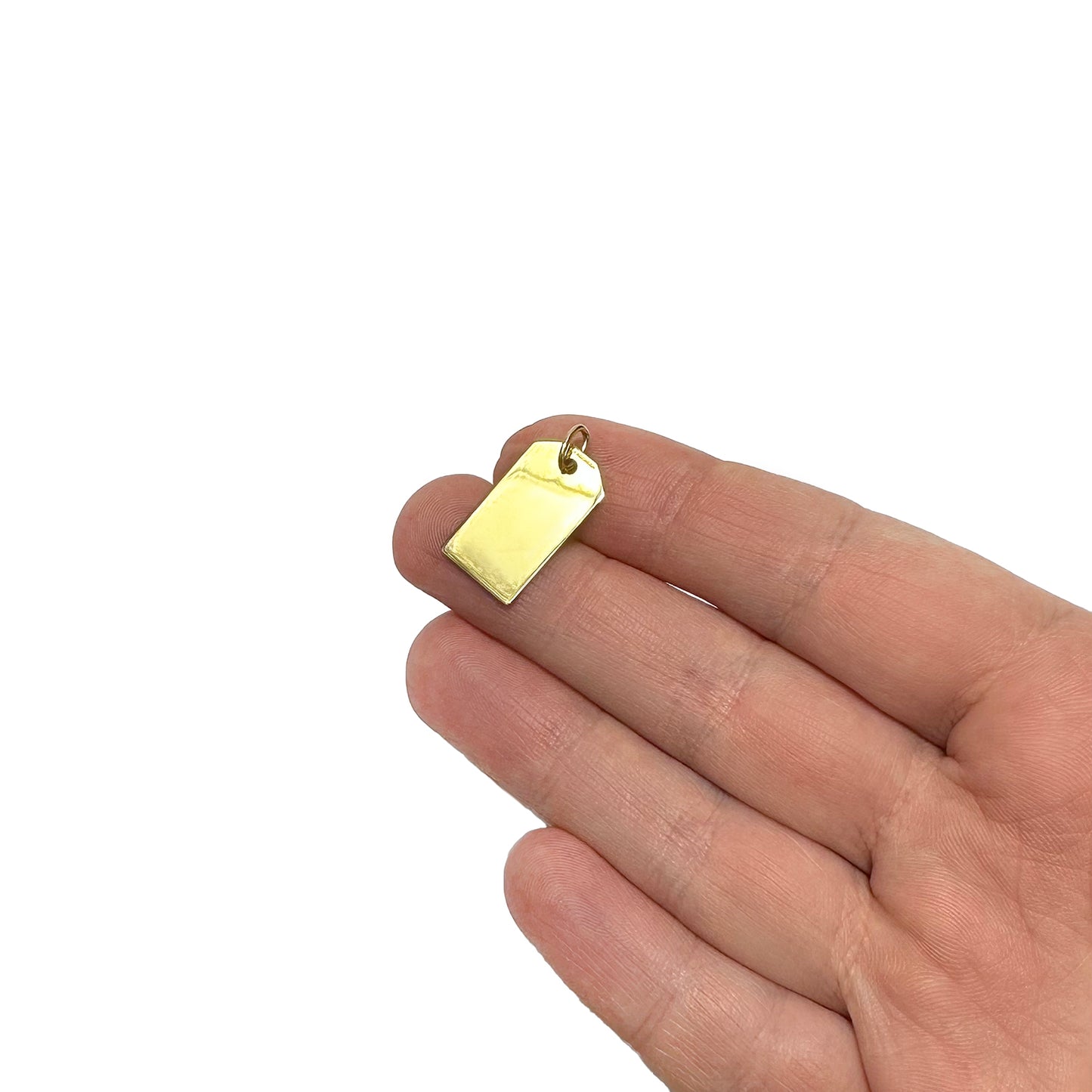 Engravable 14K Yellow Gold White Gold Personalized Dog Tag Pendant 1"