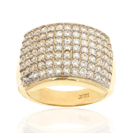 10k Gold Yellow Micro Pave Created Diamond Unisex Signet Ring