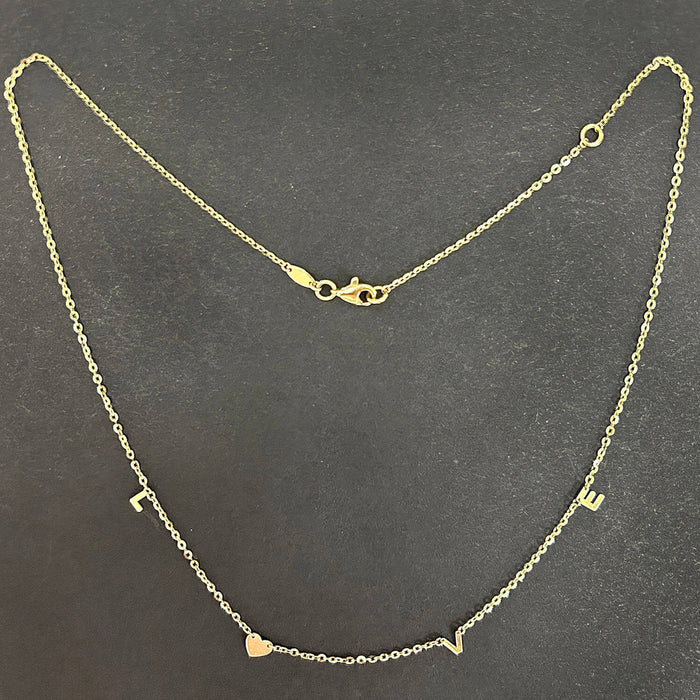 14K Yellow & Rose Gold LOVE Heart Necklace (Hollow) Adjustable 16" - 18" - WJD Exclusives