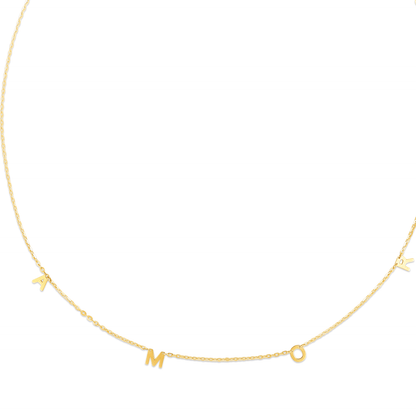 14K Gold AMOR (LOVE) Pendant Chain Necklace 16"-18" Adjustable