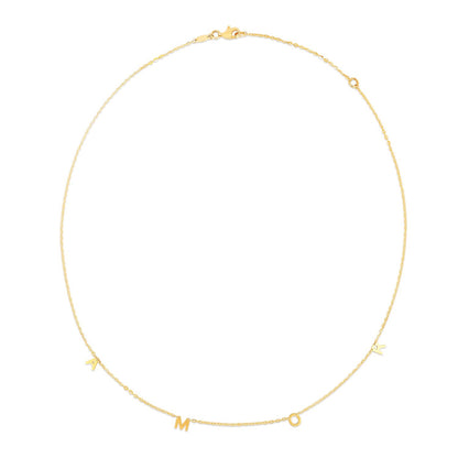 14K Gold AMOR (LOVE) Pendant Chain Necklace 16"-18" Adjustable