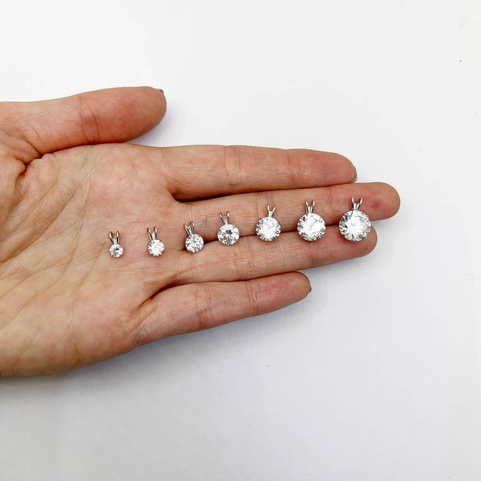 .25CT - 4CT Lab - Grown Moissanite Certified 14K White Gold Round Solitaire Pendant - WJD Exclusives