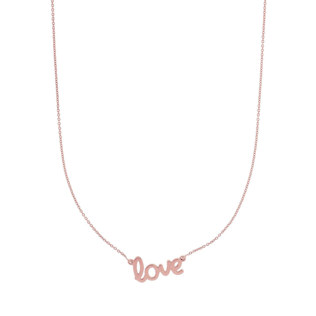 14K Rose & Yellow Gold LOVE Necklace (Hollow) Adjustable 16" - 18" - WJD Exclusives