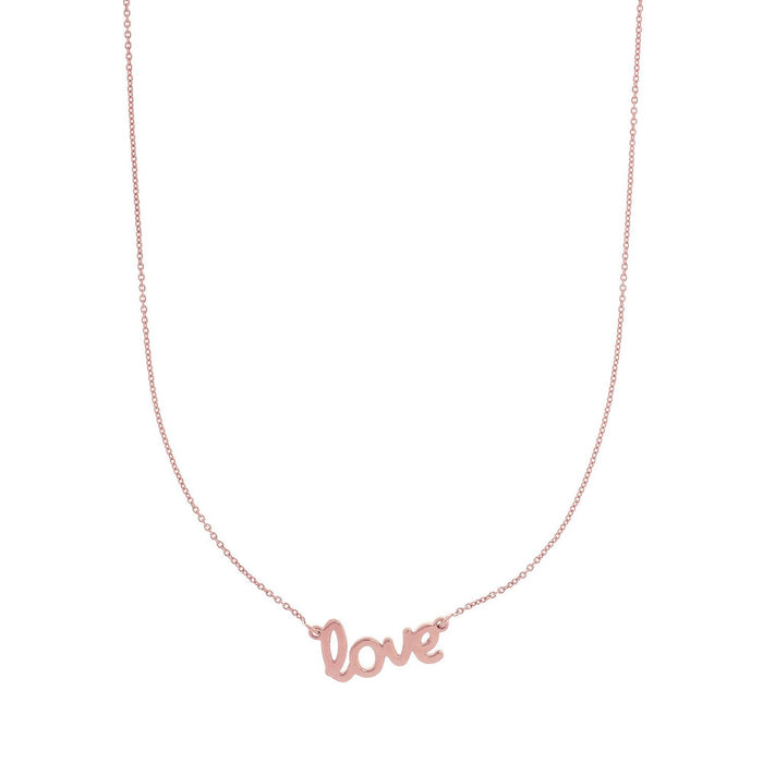14K Rose & Yellow Gold LOVE Necklace (Hollow) Adjustable 16" - 18" - WJD Exclusives