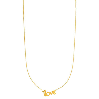 14K Rose & Yellow Gold LOVE Necklace (Hollow) Adjustable 16" - 18" - WJD Exclusives