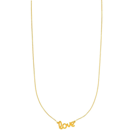 14K Gold Rose Yellow LOVE Pendant Chain Necklace 16"-18" Adjustable