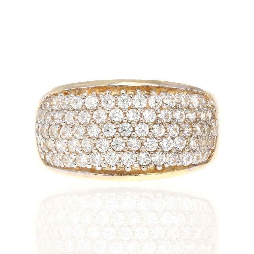 10k Gold Yellow Micro Pave Created Diamond Unisex Signet Ring Size 5-8