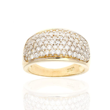 10k Gold Yellow Micro Pave Created Diamond Unisex Signet Ring Size 5-8