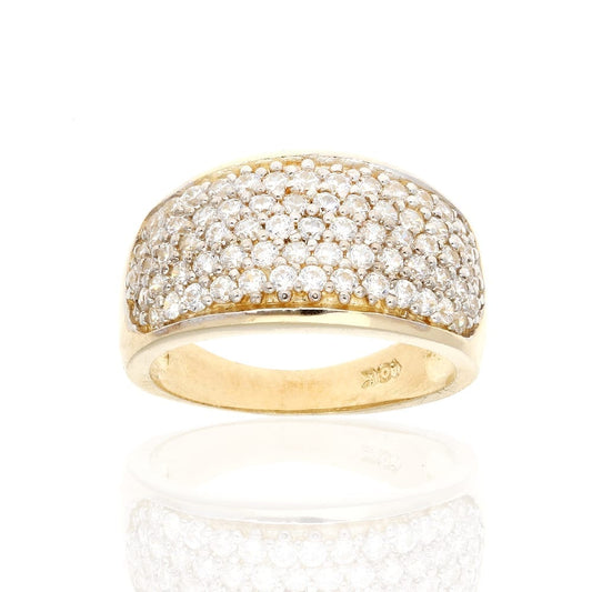 10k Gold Yellow Micro Pave Created Diamond Unisex Signet Ring Size 5-8