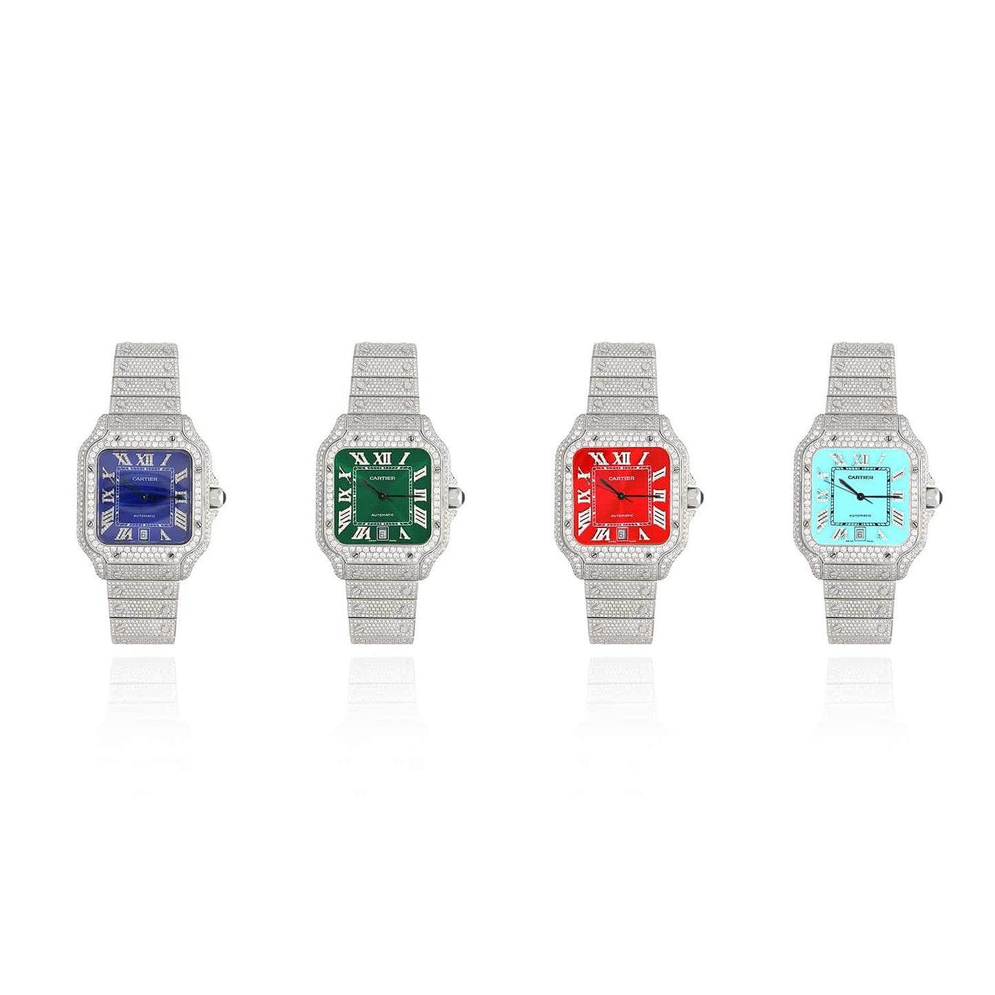 Cartier Santos Large 9.75CTW Real Diamond Custom Full Pave Automatic Watch