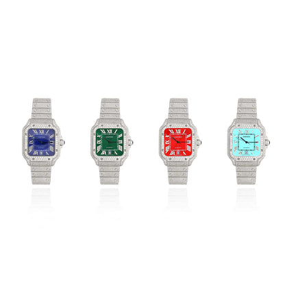 Cartier Santos Large 9.75CTW Real Diamond Custom Full Pave Automatic Watch