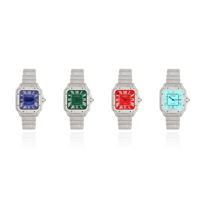 Cartier Santos Large 9.75CTW Natural Diamond Custom Full Pave Automatic Watch - WJD Exclusives