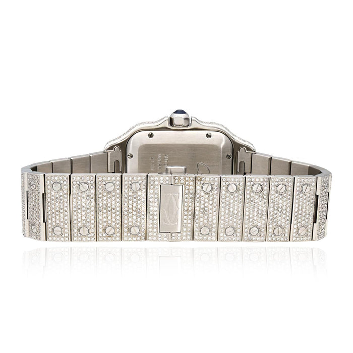 Cartier Santos Large 9.75CTW Natural Diamond Custom Full Pave Automatic Watch - WJD Exclusives